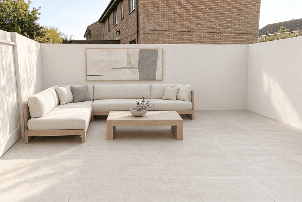 Outdoor · a large abstract painting above the main furn