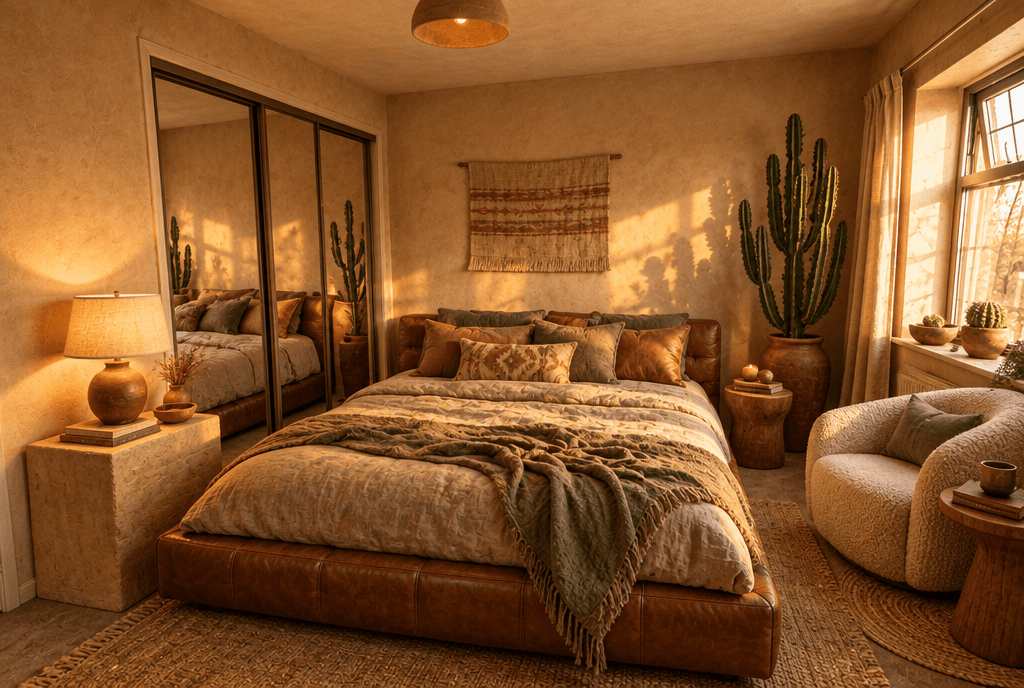 Bedroom · a reading nook with a curved armchair