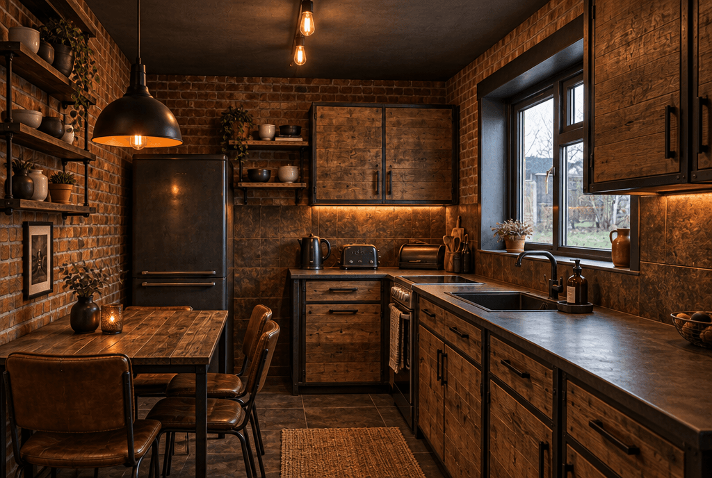 Kitchen · open shelving with a few ceramic objects, not