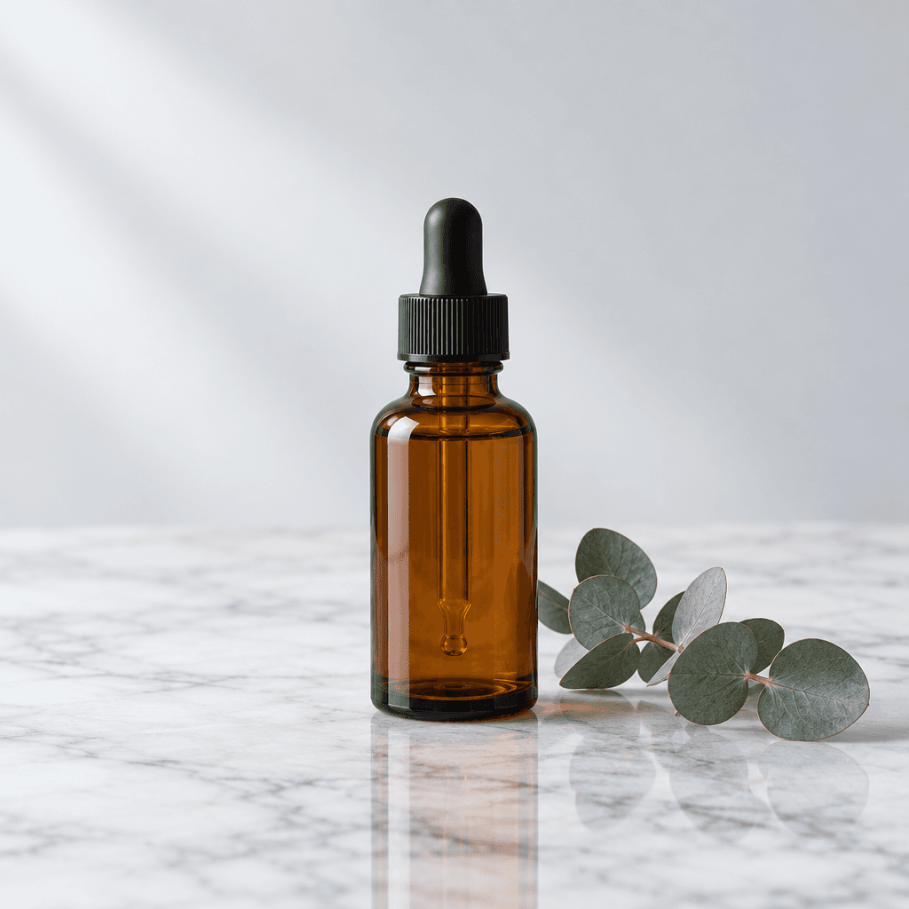 amber glass skincare serum bottle with dropper