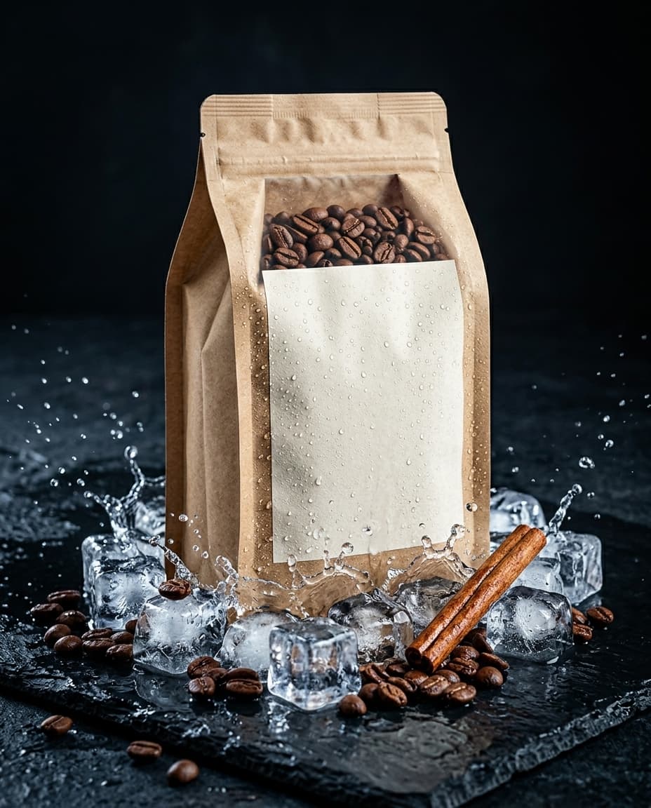 whole coffee beans and a cinnamon stick